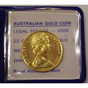 Australia 1981 200 dollar gold coin, uncirculated, royal…