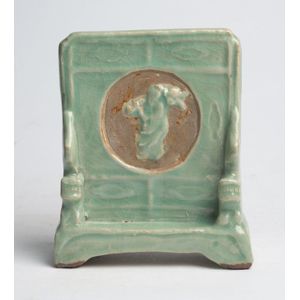 Antique Chinese celadon jade 3-panel screen