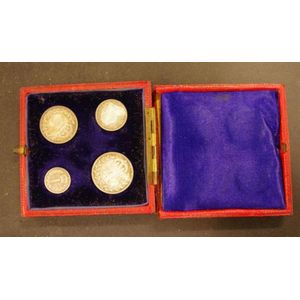 Queen Victoria Maundy set of 4 1900 silver coins cased