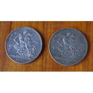 Two antique English crown silver coins being 1900 & 1902