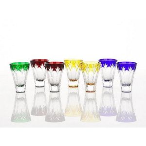 Faberge Imperial collection coloured cut crystal shot glasses…