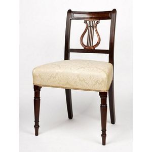 George III Mahogany Dining Chairs with Silk Brocade Seats - Seating ...