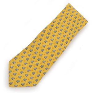 A silk tie by Hermes, styled with blue frogs on a yellow&hellip;