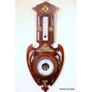 Vintage Verichron Red Tole Metal Barometer Hygrometer Thermometer - 3 Pc  Set