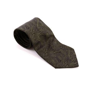 A tie by Jean Paul Gaultier, styled in embossed dark green silk ...