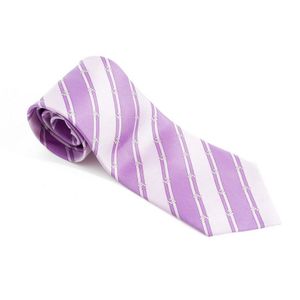 A tie by Hermes, styled in a purple silk with repeated H design.