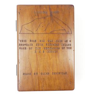 A rare Pitcairn Island book box, stamped: '...Made as a…