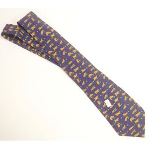 Hermes Paris silk tie with dog and ball decoration