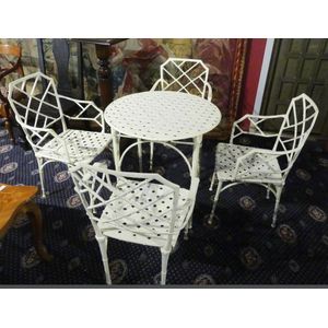 A painted metal outdoor patio set by Brown Jordan in the…