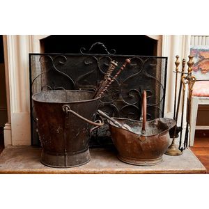 Fire accessories, comprising a black fire screen, a coal…