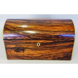 Antique coromandel and brass tea caddy, Circa 1880. 29 x 15.5 x…