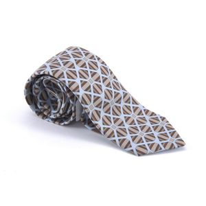 A silk tie by Hermes, styled with a pale blue, taupe and brown&hellip;