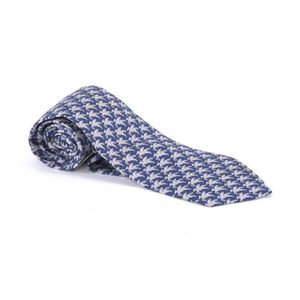 A silk tie by Hermes, styled in blue silk with grey and white&hellip;
