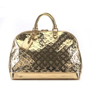 AUTHENTIC LOUIS VUITTON SHINING GOLD MIRROR MIRIOR PAPILLON BAG TOTE LIMITED