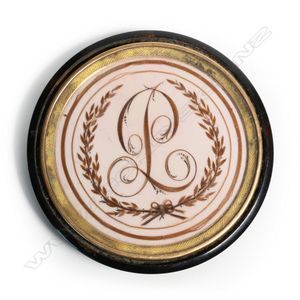 A Georgian tortoiseshell 'In Memoriam' trinket box lid, central…