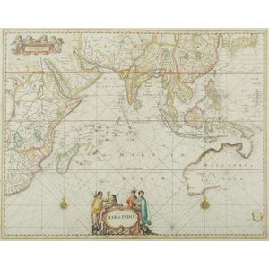 Map, 'Mar Di India,' 1659. Cartographer Johannes Janssonius…