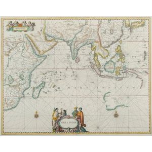 Map, 'Mar Di India,' 1650. Cartographer Johannes Janssonius…