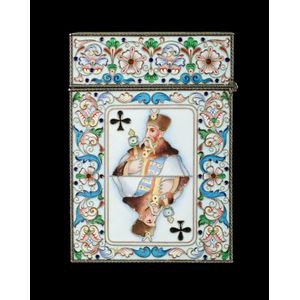 Silver-gilt cloisonne card case. The front depicting the King…