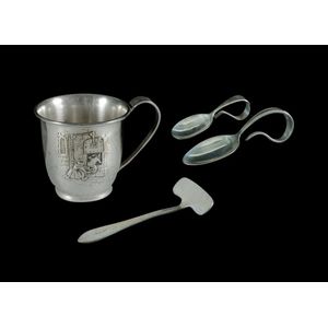 Rodd silver childs pusher and spoon. Together with another…