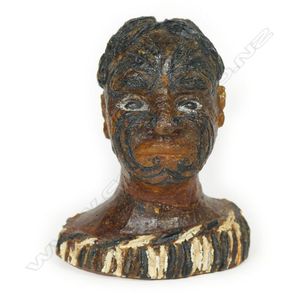 Maori Chief Kauri Gum Bust with Taniko Cloak Detail - New Zealand Maori ...