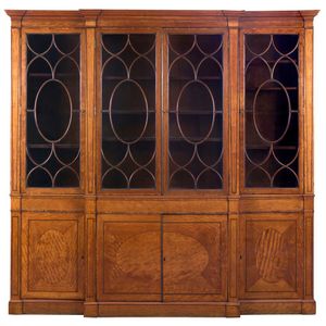 A George III style satinwood and mahogany library bookcase,&hellip;