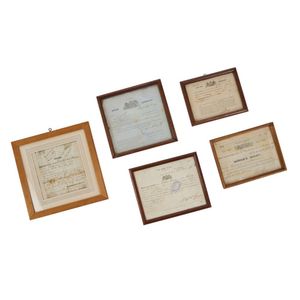 A collection of five framed Australian documents, 19th century…