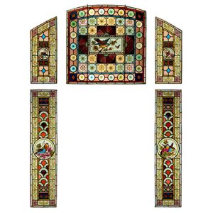 A set of Victorian stained glass door surround panels, late…
