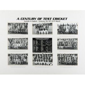 Five framed prints and photographs relating to cricket,…