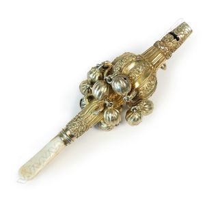 An impressive William IV silver gilt baby's rattle, traditional…