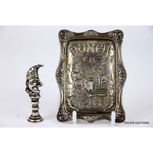 A delightful duo of sterling silver novelty 'Punch' items: a…