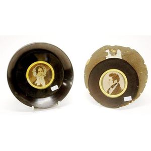 Two painted Georgian portrait miniatures hand written notes…