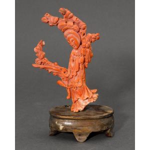 A coral figural carving, 19th/20th century of a maiden standing&hellip;
