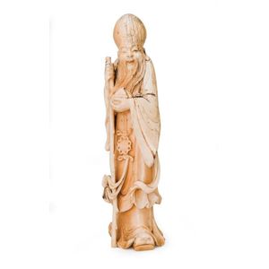 Chinese Shou Lao carved ivory figure, 19th century. 22 cm