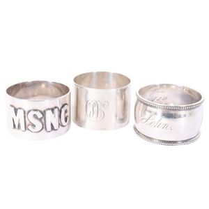 Napkin rings, three South Australian, sterling silver…
