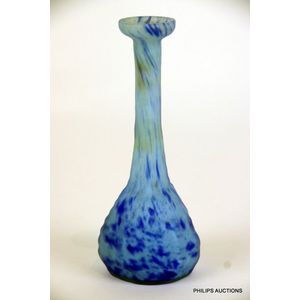A small French pate de verre blue glass vase, circa 1900,&hellip;