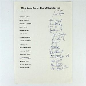 West Indies cricket Tour of Australia 1984 Squad signatures&hellip;
