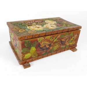 A New Zealand Jane Brenkley carved and painted rose decorated…