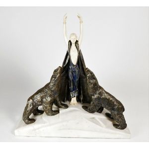 A Chryselephantine Art Deco style sculpture, in the manner of…