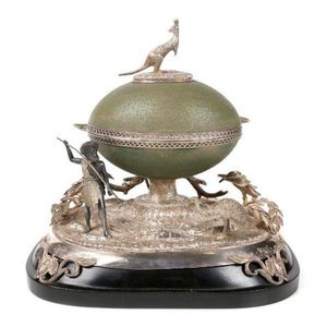 Impressive Australian silver mounted emu egg, by Henry Steiner…