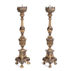 Lot 8 - A pair of Gothic style brass pricket