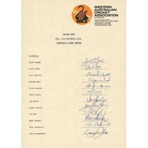 1988 Australian Team for 2nd Test v West Indies, Waca team…