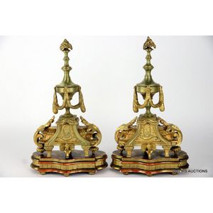 A pair of Louis XVI style ormolu mantle decorations, late 19th…