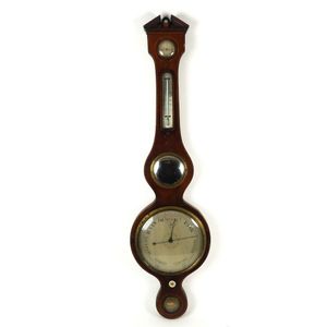 An early Victorian mahogany banjo barometer of impressive size,…