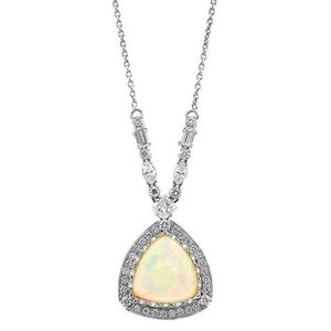An opal and diamond pendant necklace, the tear drop shaped… - Necklace ...