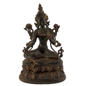 A Tibetan bronze alloy figure of green Tara, the&hellip;