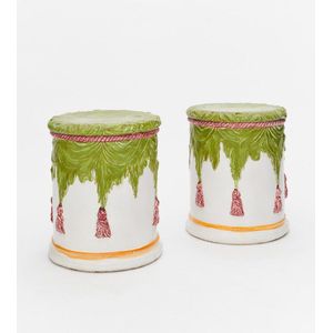 A pair of Italian ceramic garden seats, circa 1960, each with…