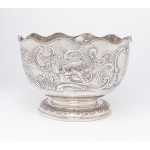 A large 19th century Old Sheffield Plate punch bowl, embossed…