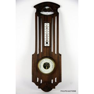 A vintage mahogany wall barometer, early 20th century, the…