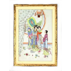 A Chinese export famille rose porcelain plaque, 20th century,…