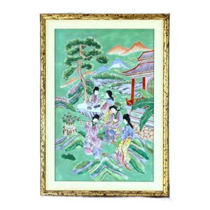 A Chinese export famille rose porcelain plaque, 20th century,…
